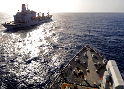 US Navy 100223-N-1082Z-003 USNS Kanawha (T-AO 196) prepares to come along side USS Ashland (LSD 48) to conduct a replenishment at sea