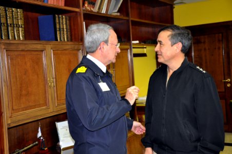 US Navy 100223-N-3289C-003 Vice Adm. Harry B. Harris Jr., commander of U.S. 6th Fleet, talks with Admiral of the Spanish Fleet Adm. Juan Carlos Munoz-Delgado