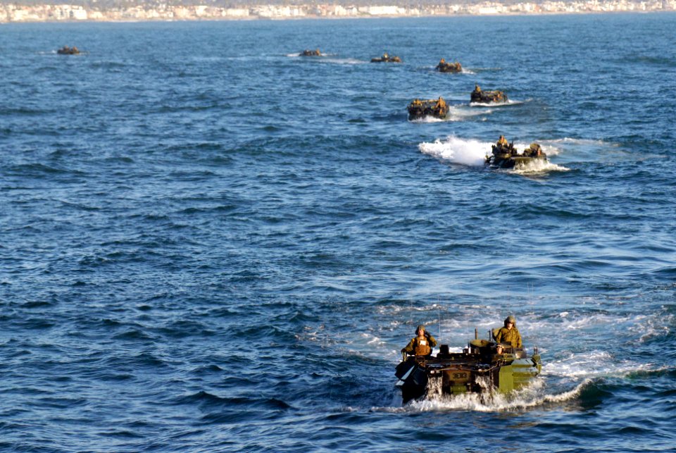 US Navy 100222-N-9706M-006 Amphibious assault vehicles assigned to the 1st Battalion, 4th Marines attached to Bravo Company from Camp Pendleton, Calif.,