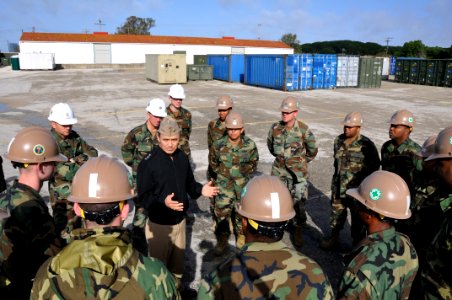 US Navy 100223-N-3289C-103 Vice Adm. Harry B. Harris Jr., commander of U.S. 6th Fleet, talks with Seabees from Naval Mobile Construction Battalion (NMCB) 7 d