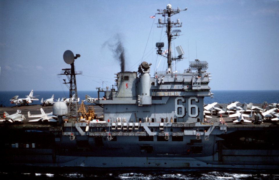 USS America (CV-66) island 1976