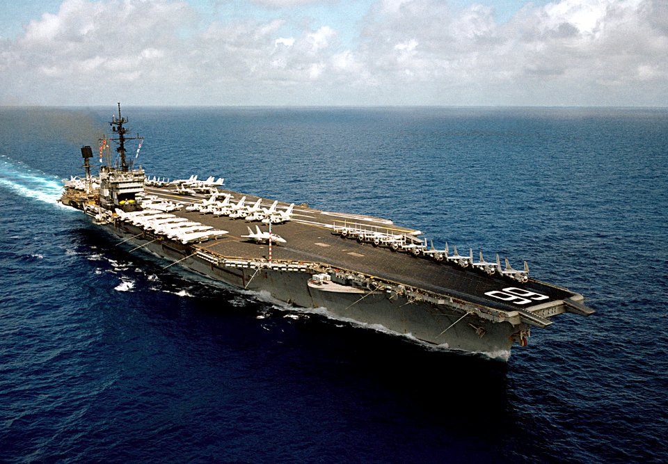 USS America (CV-66) underway in the Indian Ocean on 24 April 1983