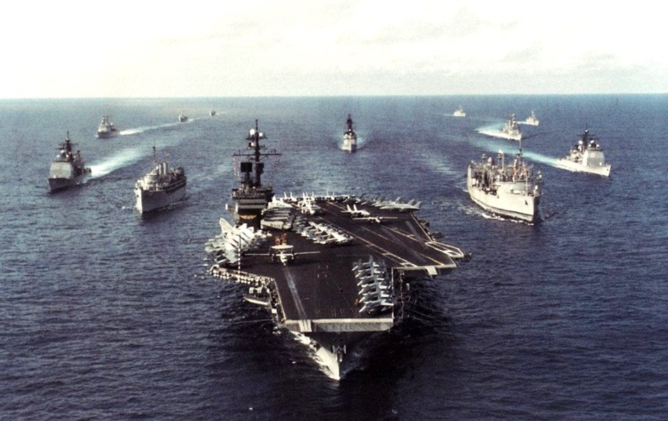 USS America (CV-66) Carrier Battle Group underway c1992