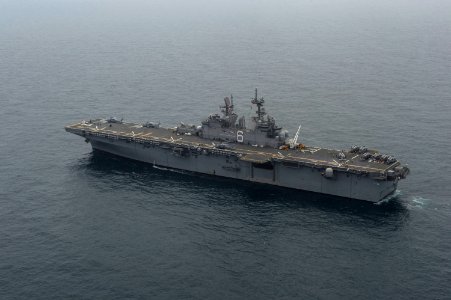 USS America (LHA-6) underway on 21 June 2016