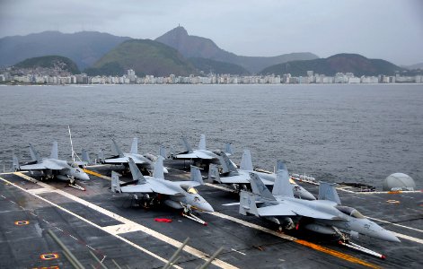 US Navy 100226-N-4774B-062 The aircraft carrier USS Carl Vinson (CVN 70) anchors off the coast of Rio de Janeiro, Brazil for a port visit as part of Southern Seas 2010 and a scheduled homeport shift