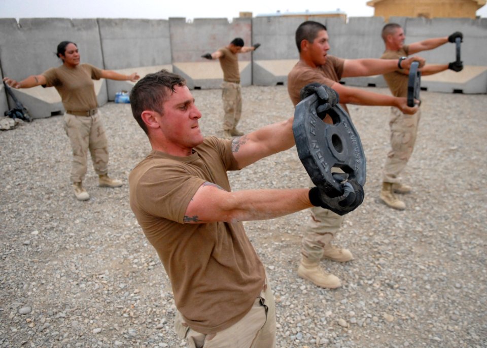 US Navy 100226-N-4440L-128 Seabees assigned to Naval Mobile Construction Battalion (NMCB) 74 participate in the Marine Corps Martial Arts Program