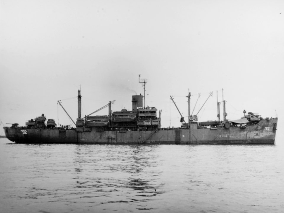 USS Alpine (APA-92) at Ulithi atoll on 25 August 1945 (80-G-347071)