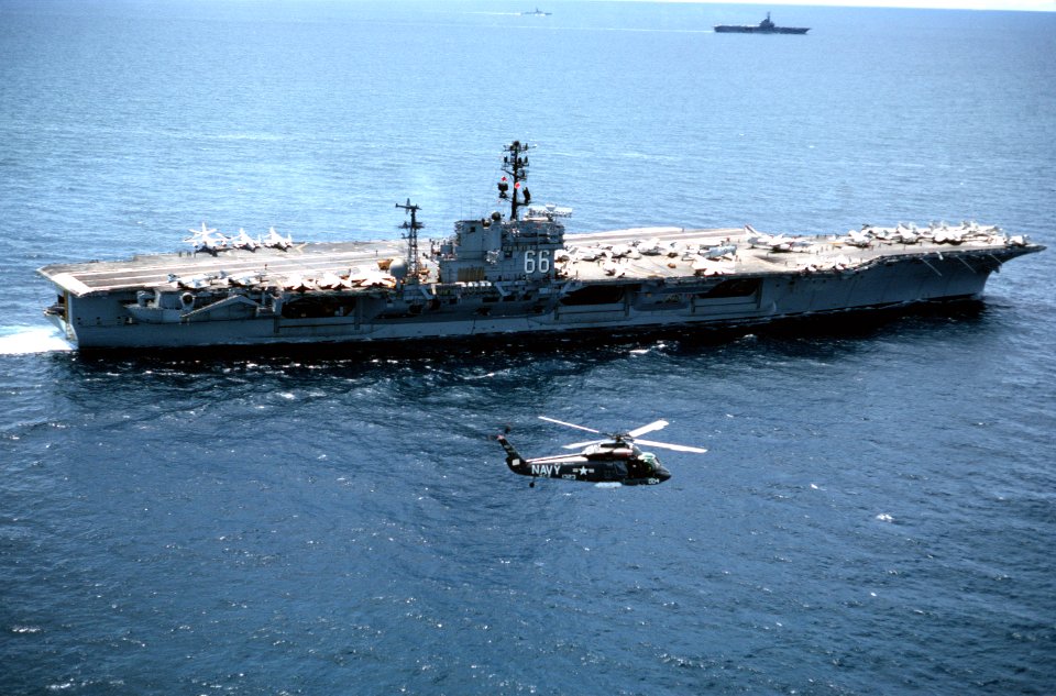 USS America (CV-66) starboard side 1976