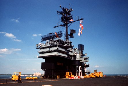 USS America (CV-66) island late 1970s