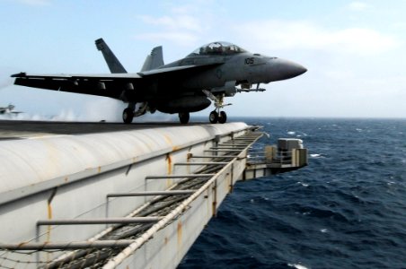 US Navy 100227-N-3038W-250 An F-A-18F Super Hornet launches from USS Nimitz (CVN 68)