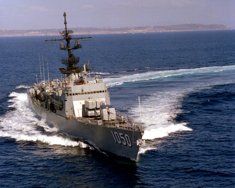 USS ALBERT DAVID (FF-1050) starboard bow view