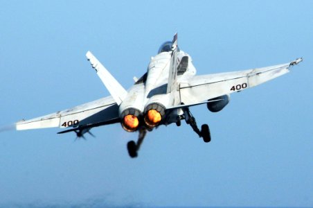 US Navy 100303-N-3038W-144 An F-A-18C Hornet assigned to the Sidewinders of Strike Fighter Squadron (VFA) 86 launches from the aircraft carrier USS Nimitz (CVN 68)