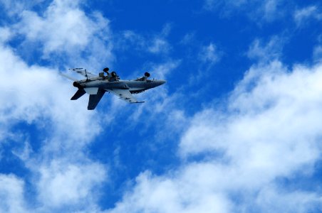 US Navy 100303-N-0808V-231 An F-A-18 Super Hornet performs maneuvers as part of an air demonstration for Brazilian guests aboard the aircraft carrier USS Carl Vinson (CVN 70)