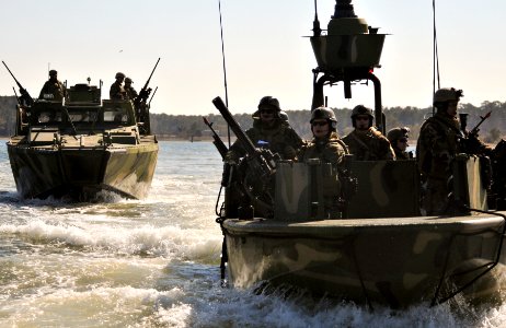 US Navy 100301-N-4267W-049 Sailors assigned to Riverine Squadron (RIVRON) 1 simulate a river security patrol at Joint Expeditionary Base Little Creek-Fort Story