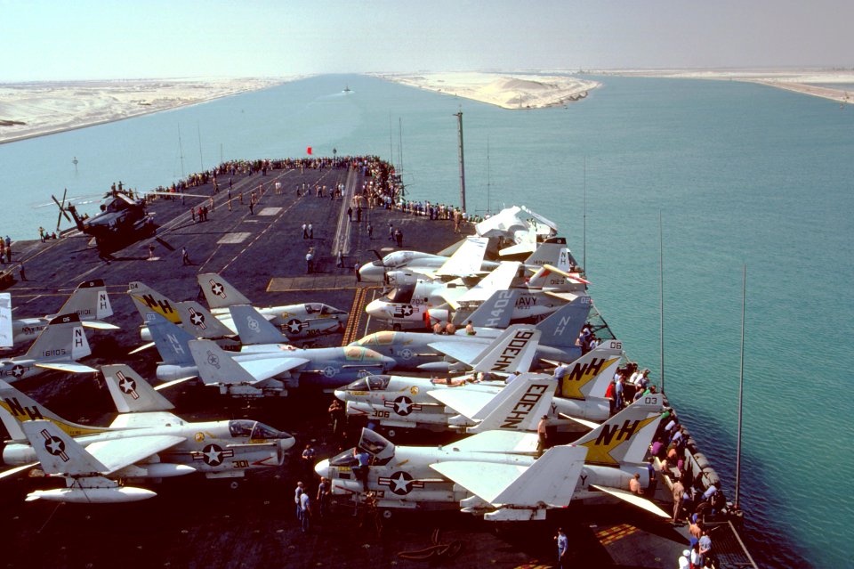 USS America (CV-66) entering Suez Canal in 1981