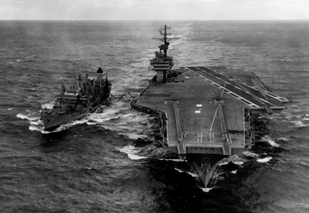 USS Allagash (AO-97) refuels USS America (CVA-66) in October 1969 photo