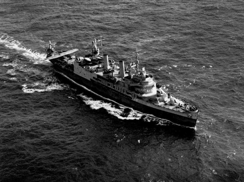 USS Albemarle (AV-5) underway in the Atlantic Ocean on 30 December 1943