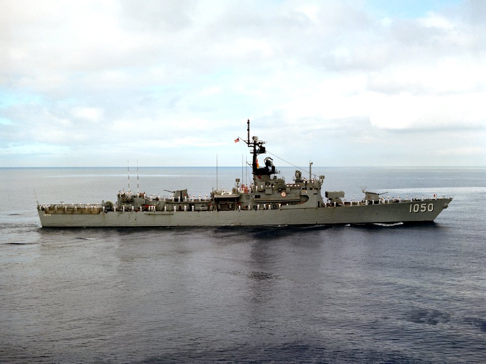 USS Albert David (FF-1050) underway c1977