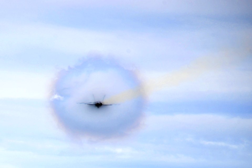 US Navy 100303-N-2953W-572 An F-A-18 Super Hornet performs maneuvers during a flight demonstration aboard the aircraft carrier USS Carl Vinson (CVN 70). Carl Vinson is underway supporting Southern Seas 2010