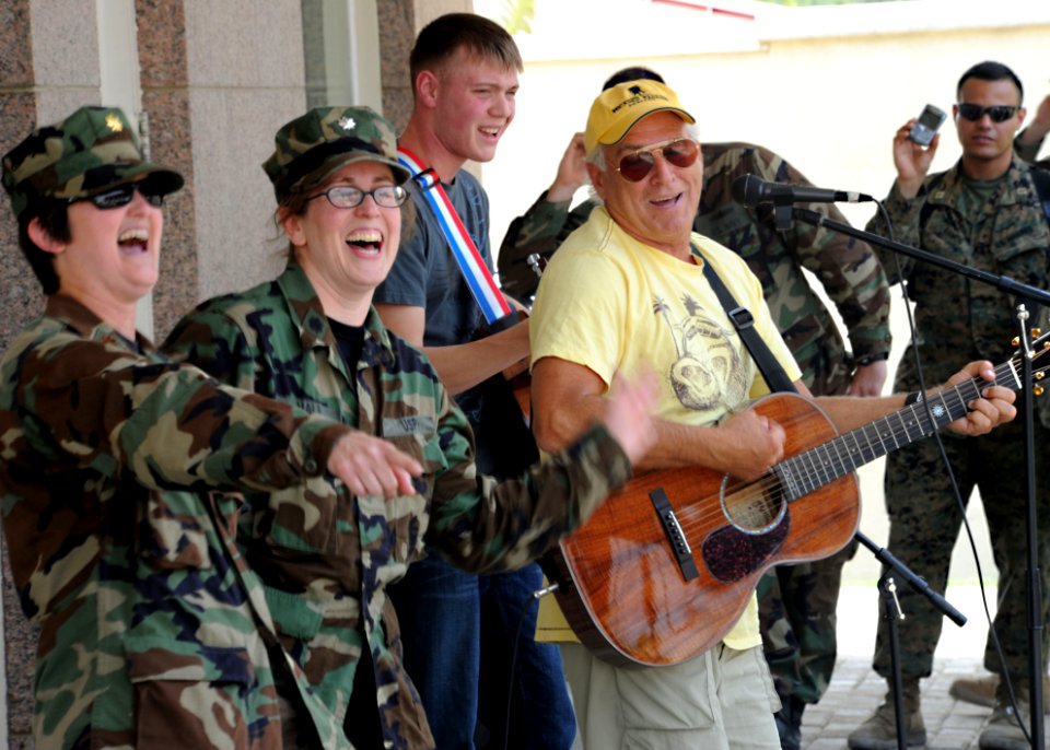 US Navy 100303-N-5961C-004 Musician Jimmy Buffet performs for members of Joint Task Force Haiti