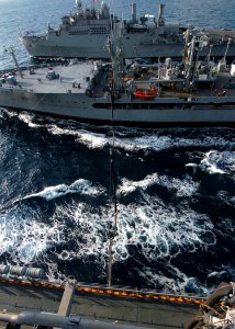 US Navy 100303-N-1226D-108 The Military Sealift Command fleet replenishment oiler USNS Henry J. Kaiser (T-AO 187) conducts an underway replenishment