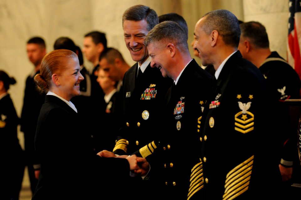US Navy 100305-N-9818V-094 senior leadership speak congratulate Sailors at the 95th Navy Reserve Anniversary and Reenlistment ceremony