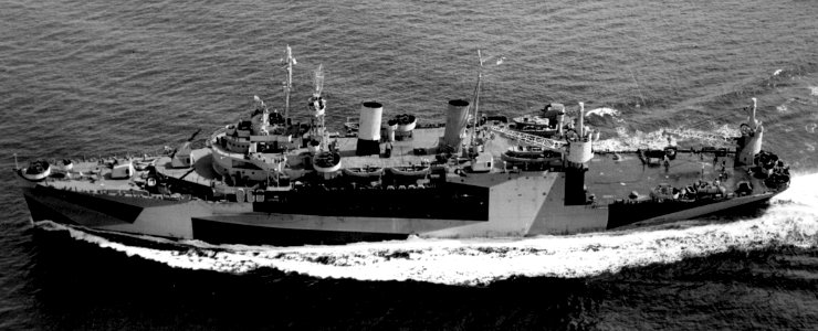 USS Albemarle (AV-5) underway in the Atlantic Ocean on 10 August 1944 (80-G-244856)