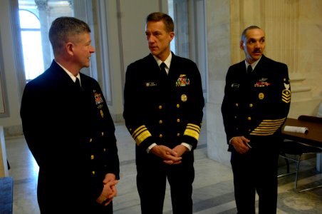 US Navy 100305-N-9818V-082 Senior leadership speak before the 95th Navy Reserve Anniversary and Reenlistment ceremony