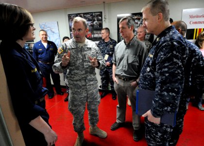 US Navy 100308-N-5961C-008 Lt. Gen. Ken Keen speaks with Sailors aboard the Military Sealift Command hospital ship USNS Comfort (T-AH 20)