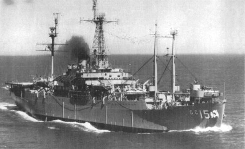 USS Adirondack (AGC-15) underway in the 1950s