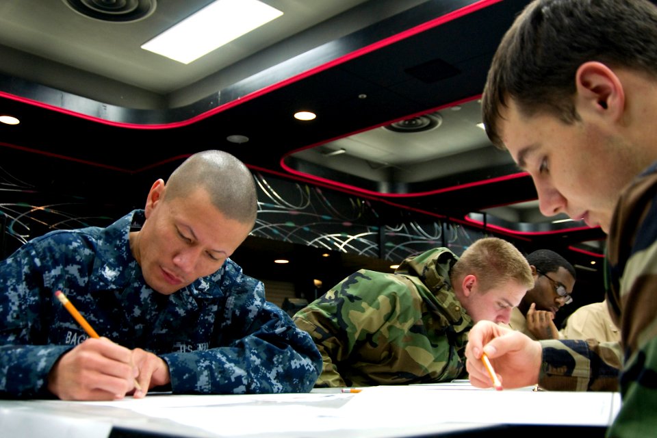 US Navy 100311-N-9123L-001 Sailors participate in the Navy-wide petty officer 2nd class advancement exam at Club Alliance at Fleet Activities Yokosuka