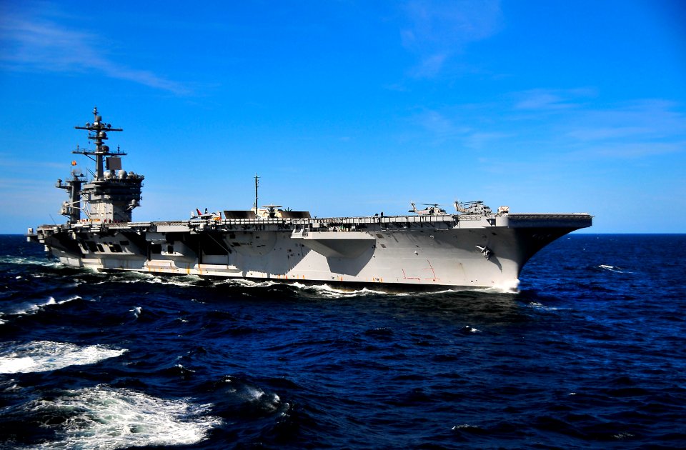 US Navy 100311-N-4774B-364 USS Carl Vinson (CVN 70) performs maneuvers off the coast of South America