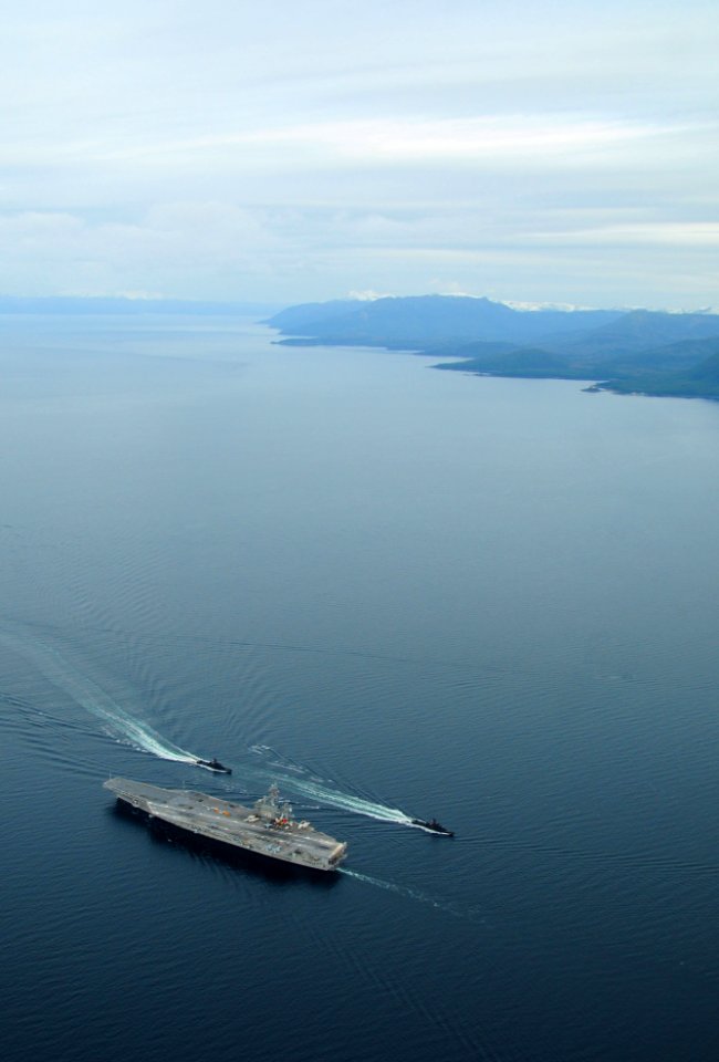 US Navy 100315-N-0808V-900 The Nimitz-class aircraft carrier USS Carl Vinson (CVN 70) performs tactical maneuvering exercises with the Chilean navy Sa'ar 4-class fast-attack craft Angamos and Casma
