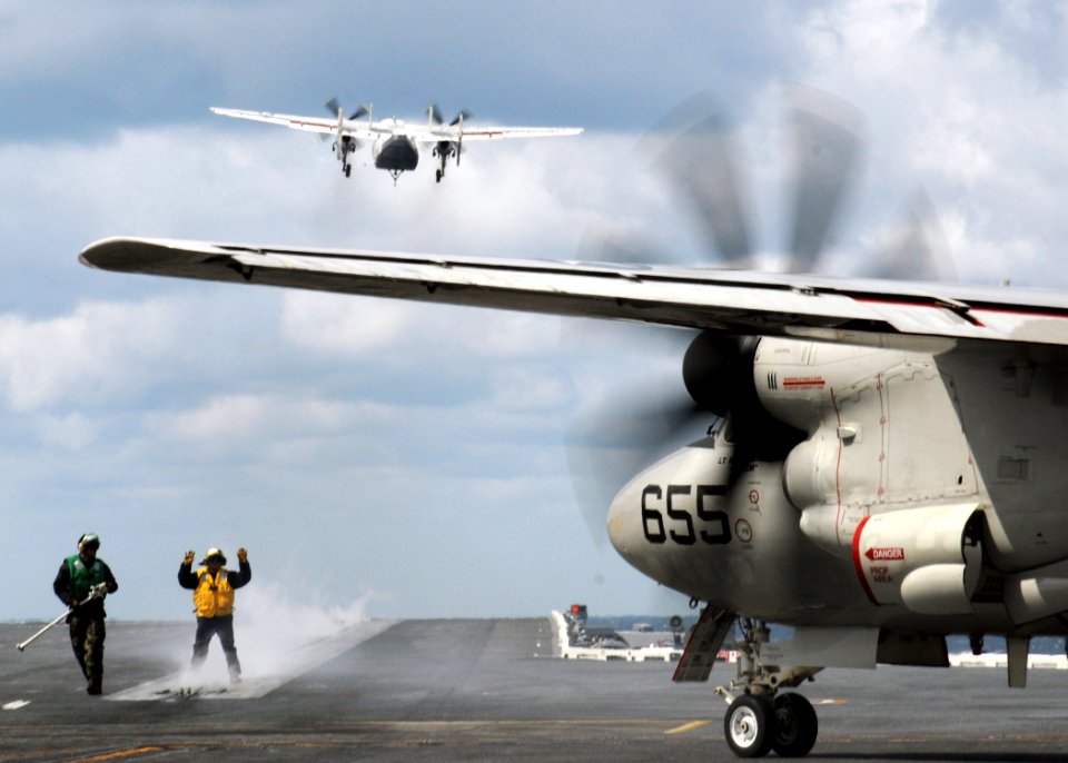 US Navy 100314-N-9116S-035 A C-2A Greyhound assigned to Fleet Logistics Support Squadron (VRC) 40 takes off from the aircraft carrier USS George H.W. Bush