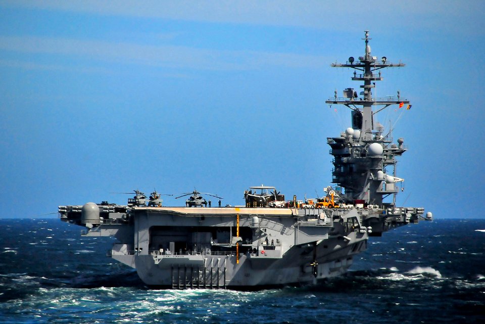 US Navy 100311-N-4774B-092 USS Carl Vinson (CVN 70) performs maneuvers off the coast of South America