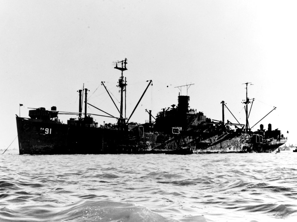 USS Adair (APA-91) anchored off San Francisco, California (USA), circa in late 1945 (NH 78165)