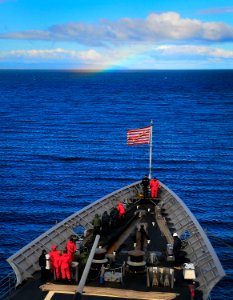 US Navy 100314-N-4774B-436 Sailors aboard the guided-missile cruiser USS Bunker Hill (CG 52) prepare for mooring as the ship approaches Punta Arenas, one of the world's southernmost cities