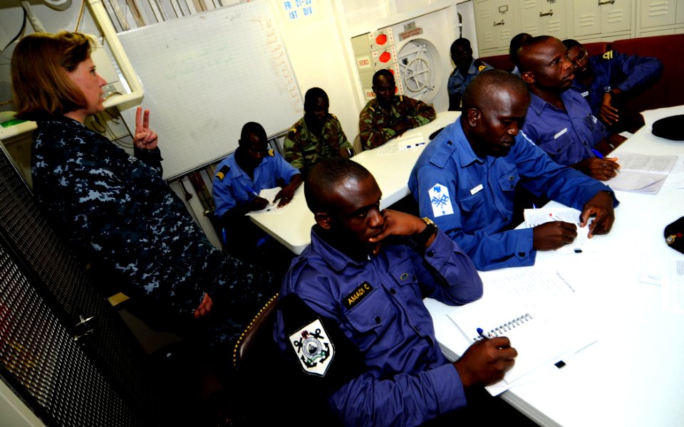 US Navy 100312-N-7948C-075 ryptologic Technician (Interpretive) 1st Class Kirstin Stephens, assigned to African Partnership Station (APS) West staff