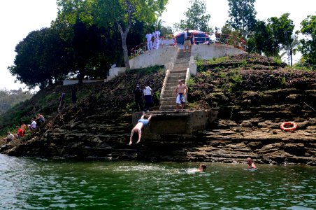 US Navy 100316-N-8335D-069 Sailors wim in a lake during a cultural day trip hosted by the Bangladesh navy