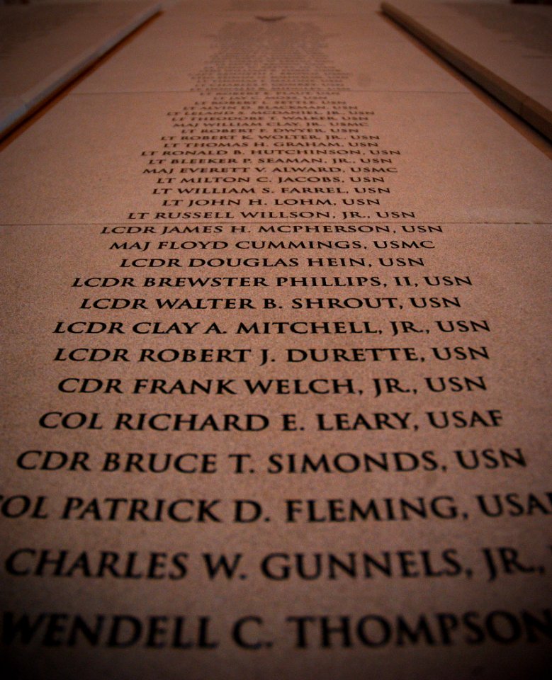 US Navy 100317-N-3857R-006 Stone tablets engraved with the names of all U.S. Naval Academy graduates who have died in military operations