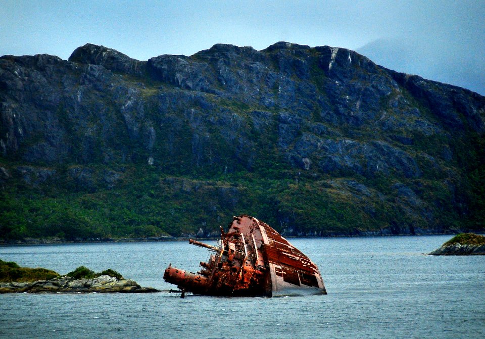US Navy 100315-N-4774B-765 The rusting wreck of Santa Leonora is aground on the Isla Shoal in the Straight of Magellan
