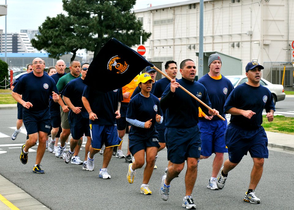 US Navy 100317-N-2013O-003 Members of the Far East Chief Petty Officer (CPO) Mess participate in the group's monthly CPO Pride Run at Commander, Fleet Activities Yokosuka
