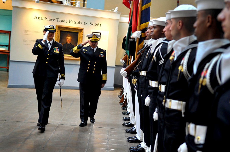 US Navy 100318-N-8273J-023 Chief of Naval Staff, Pakistan Navy, Adm. Noman Bashir inspects the U.S. Navy ceremonial guard