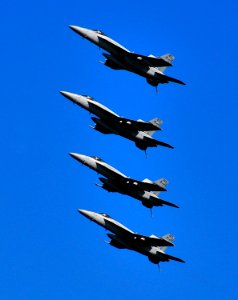 US Navy 100323-N-4774B-277 FA-18E Super Hornets assigned to the Sunliners of Strike Fighter Squadron (VFA) 81 fly in formation during a flight demonstration