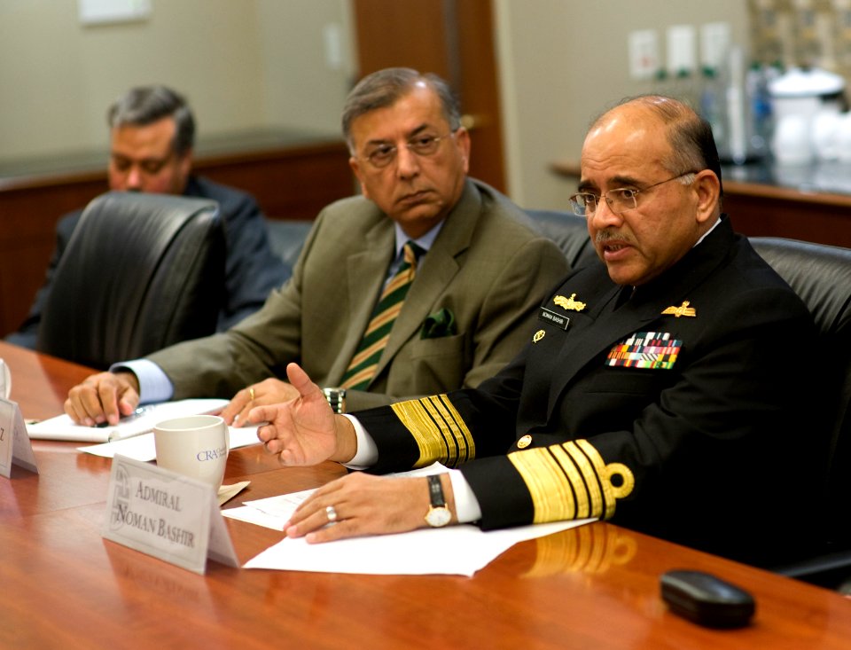 US Navy 100319-N-7090S-001 Pakistan Chief of Navy Staff Adm. Noman Bashir answers questions from U.S. Navy officers and other dignitaries on topics ranging from terrorism to piracy