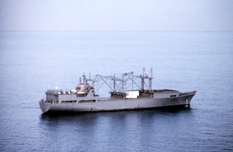 USNS Wright (T-AVB-3) anchored off the coast of Puerto Rico on 30 March 1988 (6449210)