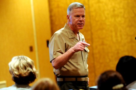 US Navy 100322-N-9818V-267 Assistant Commandant of the Marine Corps Gen. James Amos delivers remarks during the first Department of the Navy Sexual Assault Response Coordinator Summit
