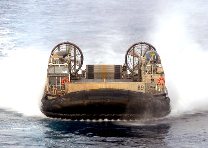US Navy 100322-N-1082Z-047 Landing Craft Air Cushion (LCAC) 89 returns to USS Ashland (LSD 48)
