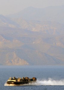 US Navy 100322-N-1082Z-018 Landing Craft Air Cushion (LCAC) 67 cruises toward the shore