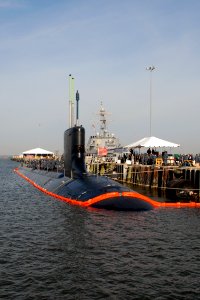 US Navy 100325-N-7705S-050 (PCU) New Mexico (SSN 779) stand in formation topside during a commissioning ceremony practice at Naval Station Norfolk